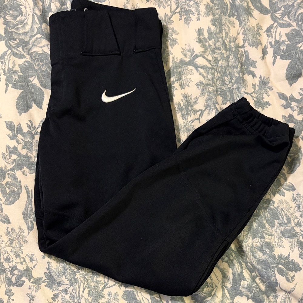 Nike Kids Black Baseball Pants with White Logo